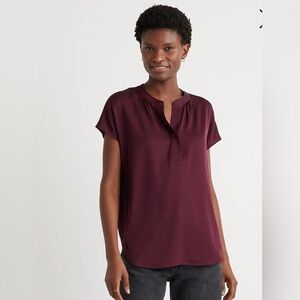 Quince Washable Stretch Silk Dolman Sleeve Blouse (wine tasting red)